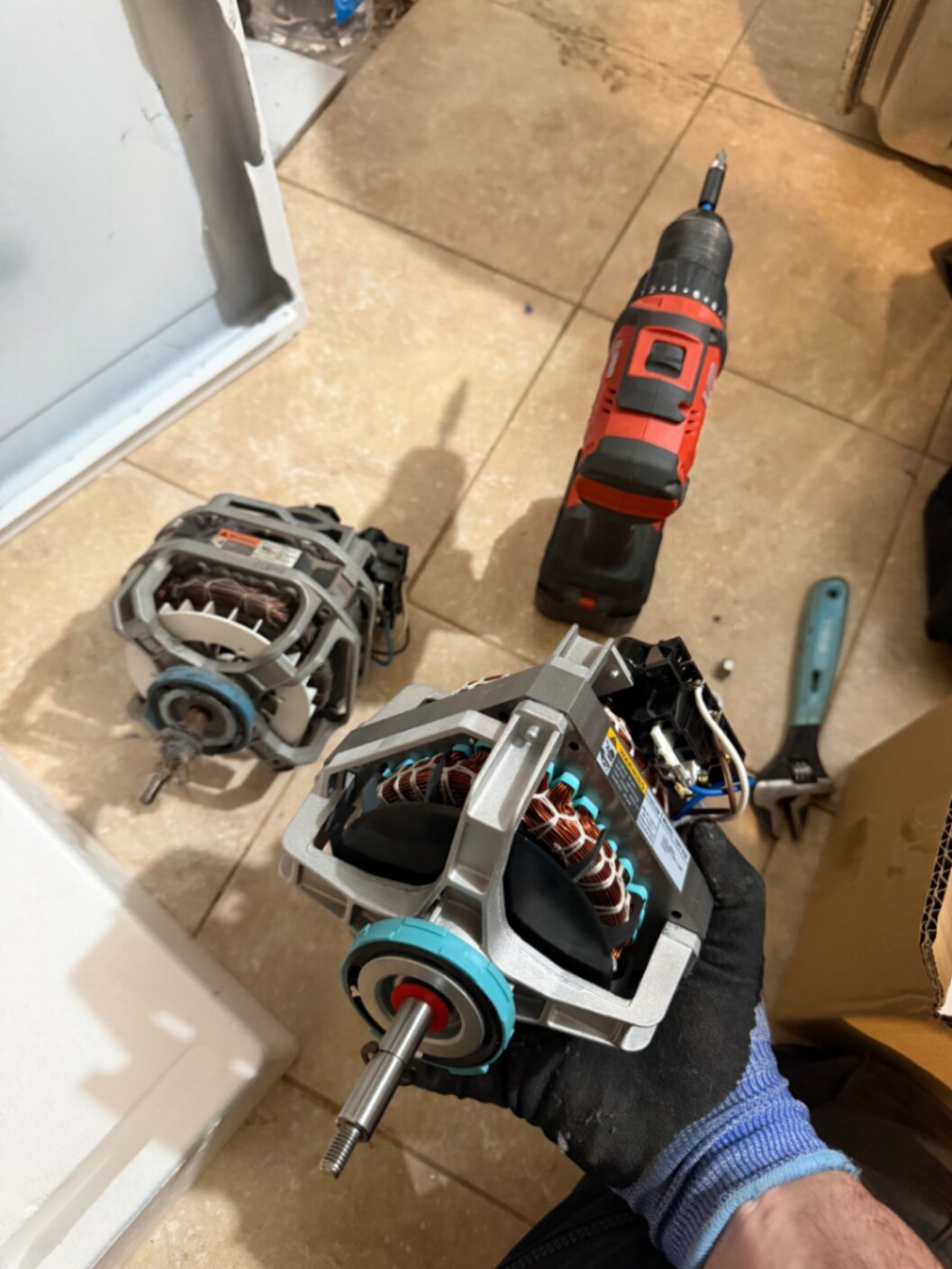Dryer motor replacement during in-home repair visit
